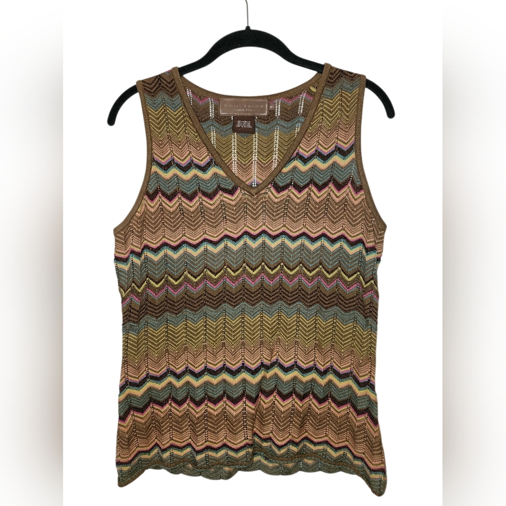 ​Double D Ranch Chevron Zig Zag Knit V-Neck Tank Top Vest Medium